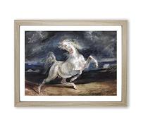 Frightened Horse By Eugene Delacroix Classic Painting Framed Wall Art Print, Ready to Hang Picture for Living Room Bedroom Home Office Décor, Oak A3 (46 x 34 cm)
