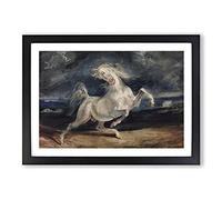 Frightened Horse by Eugene Delacroix Framed Print | A2 Black Framed Wall Art | Ready to Hang | Modern Animal Picture | Living Room Bedroom Lounge Office