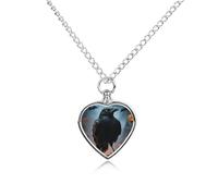 Frightening Halloween Crow Pet Urn Necklace for Dog Cat Ashes Heart Cremation Keepsake Pendant Memorial Jewelry Gifts for Women Men
