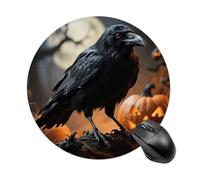 Frightening Halloween Crow Round Mouse Pad 7.8 Inch, Portable Gaming Mouse Mat with Non-Slip Rubber Base & Smooth Surface, Waterproof Mousepad for PC, Laptop, Computer, Office, Home