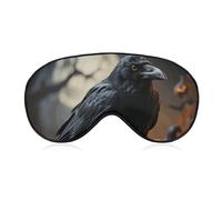 Frightening Halloween Crow Sleep Mask for Women Men, Soft Eye Mask with Adjustable Strap for Sleeping, Light Blocking Travel Blindfold for Nap Comfortable Eye Cover for Home Office