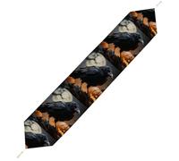 Frightening Halloween Crow Table Runner for Dining Table, Short Plush Runners Washable & Durable Tablerunner Modern Home Decor for Wedding, Kitchen, Holiday 200*33cm