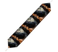 Frightening Halloween Crow Table Runner for Dining Table, Short Plush Runners Washable & Durable Tablerunner Modern Home Decor for Wedding, Kitchen, Holiday 229*33cm