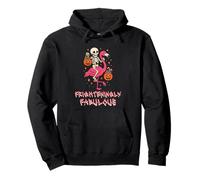 Frighteningly Fabulous Halloween Skeleton Riding Flamingo Pullover Hoodie