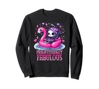 Frighteningly Fabulous Halloween Skeleton Riding Flamingo Sweatshirt