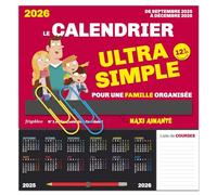 Frigobloc Le calendrier Ultra Simple pour une famille organisée ! (de sept. 2025 à déc. 2026): Avec 1 crayon de papier, 2 maxi-trombones, 1 pochette ... coupons et tickets et 1000 stickers colorés