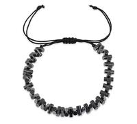 Frigotine Black Hematite Beaded Stretch Braided Bracelet for Man Woman, Goth Handmade Bead Religious Punk Bracelets Accessories Fashion Jewelry Fathers Gift, 6"-11", Hematite, hematite