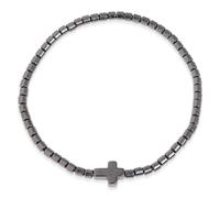 Frigotine Black Hematite Beaded Stretch Braided Bracelet for Man Woman, Goth Handmade Bead Religious Punk Bracelets Accessories Fashion Jewelry Fathers Gift, 7"-9", Hematite, hematite