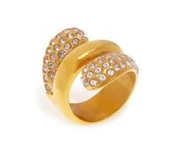 Frigotine Chunk Gold Rings for Woman, Statement Trendy Cubic Zirconia Stackable Ring Prom Holiday Jewelry Gift, Brass, No Gemstone