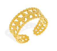 Frigotine Chunky Gold Open Rings for Women Trendy Minimalist Vintage Adjustable Twist Link Geometric Hollow Sun Leaf Thumb Stackable Ring Prom Holiday Jewelry Gift, Brass, No Gemstone