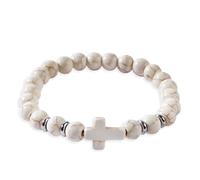 Frigotine Cross Gemstone Beads Stretch Protection Bracelet for Men Women Handmade Healing Stone Chakra Beads Elastic Bracelet Accessories Fashion Jewelry Father Gift, 6"-10", Stone, Stone
