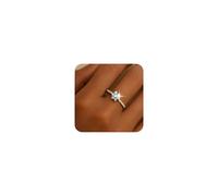 Frigotine Dainty Gold Silver Flower Rings for Women, Trendy Sparkly Rhinestone Cute Adjustable Open Cuff Prom Wedding Accessories Fashion Jewelry Gift, Brass, Rhinestone