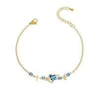 Frigotine Dainty Gold Silver Heart Bracelet, Bling Rhinestone Adjustable Chain Love Wedding Valentine's Day Accessories Fashion Jewelry Gift, Adjustable size, Stainless Steel, Rhinestone