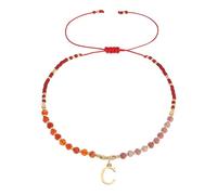 Frigotine Gold Beaded Natural Stone Initial Bracelets for Women, Boho Handmade Red Personalized Gemstone Beads Letter Name Adjustable Bracelet Summer Jewelry Gift, 5.5 UK, Stone, no gemstone