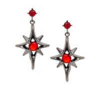 Frigotine Gothic Dangle Drop Stud Earring for Woman Man, Vintage Punk Red Ruby Rhinestone Crystal Dangling Goth Earing Prom Accessories Fashion Jewelry Gifts, Stainless Steel, Rhinestone