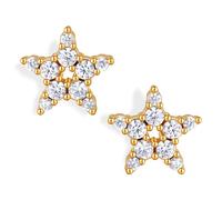 Frigotine Sparkly Gold Small Stud Earrings for Women Dainty Minimalist Rhinestones Cubic Zirconia Hypoallergenic Cute Tiny Ears Prom Wedding Bridal Fashion Jewelry, 0.35", Stainless Steel, Cubic