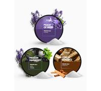 frihed. Sauna Salt Trio - High Quality Exfoliating Salt with Lavender, Mint and Sandalwood Fragrance - Ideal for Sauna, Shower and Steam Bath - Set of 3