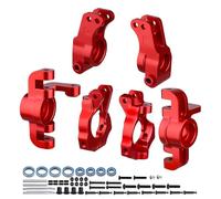 FriHobby Aluminum Front Spindle and Carrier Set Steering Blocks Knuckles & Rear Hub Set Stub Axle Carriers for 1/10 Losi Tenacity TT Pro 4WD SCT DB Pro Lasernut U4, Replaces LOS234018 LOS234020 (Red)