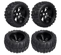 FriHobby Preglued 1/8 Monster Truck Ties and Wheels OD 5.9" 17mm Hex MT Tires Wheels Set fit Traxxas Maxx E-Revo 2.0 3.3 Summit Revo 3.3 Arrma KRATON Outcast 4-6S Brushless Power