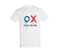 Friking Unisex Organic Play or Die T-Shirts - 487A White, white, XL
