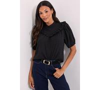 Frill Neck Puff Sleeve Top Dorothy Perkins Black 16