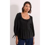 Frill Neckline Button Down Top Dorothy Perkins Black 14