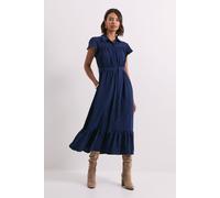 Frill Sleeve Belted Midi Shirt Dress Dorothy Perkins Navy 18