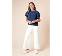 Frill Sleeve Crew neck T-Shirt Dorothy Perkins Navy 16