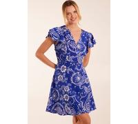 Frill Sleeve Wrap Belted Mini Dress Blue Vanilla Blue 8