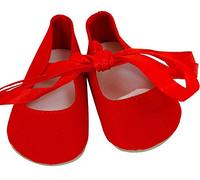 FRILLY LILY RED DOLLS BALLET SHOES SMALL SIZE 6CM X 3.5 CM[FOR DOLLS SUCH AS STANDARD BABY BORN AND TINY TEARS]