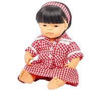 FRILLY LILY Summer School Uniform Dress from to fit 38 cm Miniland Doll in Red [ Doll not Included]
