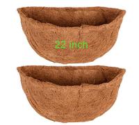 Frillybutts 2PCS 22 Inch Coconut Liners for Planters Half Round Half Circle Coco Fiber Replacement Liners for Wall Hanging Baskets