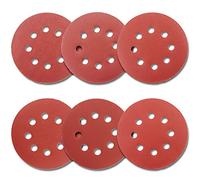 FRIMOONY 60Pcs Sanding Discs 5 Inch 8 Holes, Aluminium Oxide Grit Velcro Sandpaper for Random Orbital Sander, Angle Grinder, Other 5" 8-hole Sanders, Reddish Brown