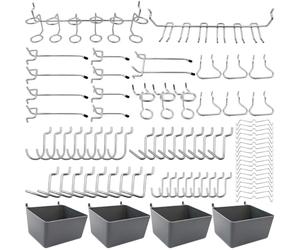FRIMOONY Pegboard Hooks Assortment with Pegboard Bins, Peg Locks, for Organizing Various Tools, 80 Piece