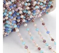 Fringe Curtain Decorations Backdrop, 2 meters Stainless Steel 3.6mm Crystal Stone Beads Chain For Jewelry Making DIY Multicolor(Purple Pink Blue)