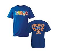 Fringe Edinburgh RI T-Shirt - Double-Sided Retro Festival Tee with Travel Lettering Front and Bold Crest Back Print (Royal, XL Years)