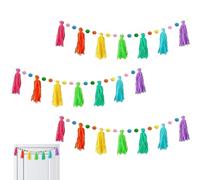 Fringe Garland for Parties - 3 Pieces Rainbow Garland Boho,Party Supplies Christmas Photography School Plank Announcements Nursery Ceiling Class Library Elementary Elementary School Bibli