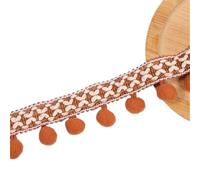 Fringe Lace, Colourful Tassel Trim Pompom Ribbon Bobble for Sewing(Light Coffee)