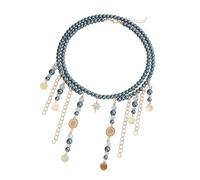 Fringe Necklaces with Intricate Beadwork and Retro Round Pendant Adjustable Length Clavicle Chain Fashion Statement Necklace