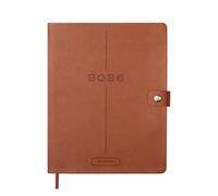 Fringe Studio 2026 Weekly Planner, Aug 2025 - Dec 2026, 17 Month, Faux Leather Wrapped Cover, "TEXT BLOCK COGNAC", 8"w x 10"h, 240 Pages (137FL003)