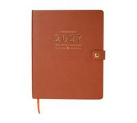 Fringe Studio 2027 Weekly Planner, Aug 2026 - Dec 2027, 17 Month, Faux Leather Wrapped Cover, "COGNAC CLASSIC STAMP", 8"w x 10"h, 240 Pages (137FL004)