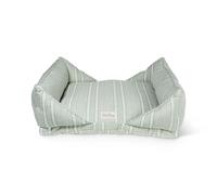 Fringe Studio "Block Stripe Dusty SAGE 30" W x 23" D x 9.5" H Medium Mase Modern Cuddler Pet Bed, 100% Cotton Canvas Exterior w/Overfilled Bolster, Machine Washable, PetShop Collection (752001)