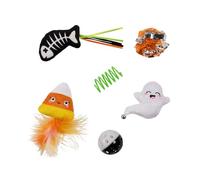 Fringe Studio Cat Toy Set - SWEET TREATS, SPOOKY FEATS - 6 PCS Multipack with Catnip, Feather, Bell & Crinkle Toys - Interactive Kitten & Adult Cat Play Toys for Indoor Cats