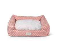 Fringe Studio Ditsy Block Dark Blush 24" W x 21" D x 7" H Small Rectangular Cuddler Pet Bed W/Reversible Cushion, 100% Cotton Canvas Exterior, Machine Washable, PetShop Collection (755SM002)
