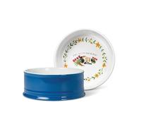 Fringe Studio "EAT, Sleep, NAP Navy Small Ceramic Ridged Pet Bowl (5" Diameter x 1.75" H, 26 fl.oz.) Exclusive Artwork by Madison Safer, PetShop Collection (258002)
