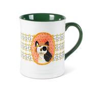 Fringe Studio "Frenchie Ridged Ceramic Georgia Mug (3.375" Diameter x 4.25") 12 fl.oz., Exclusive Artwork by Madison Safer, PetShop Collection (481528)