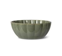 Fringe Studio Pet Bowl Scalloped Curved Sage, Medium 32 oz Sculpted Ceramic Dish for Dogs and Cats, 4 Cup Food and Water Bowl, PetShop Collection (461014)