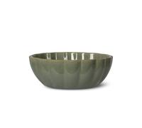 Fringe Studio Pet Bowl Scalloped Curved Sage, Small 12 oz Sculpted Ceramic Dish for Dogs and Cats, 1.5 Cup Food and Water Bowl, PetShop Collection (460016)