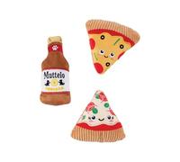 Fringe Studio Plush Dog Toy, 3 Pieces Set, "SLICE N’ SIP", Pet Shop Collection (662177)