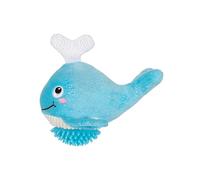 Fringe Studio Plush Dog Toy - “FEELING WHALEY GOOD!” Whale Squeaky Dog Toy with TPR Spiky Ball - Dental Chew Toy for Teeth & Gums - Crinkle Plush Toy for Small & Medium Dogs - Pet Shop Collection
